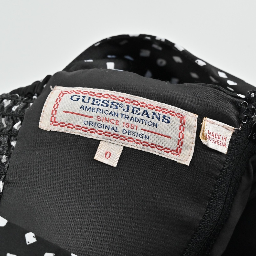 Vtg Y2k Guess Pin Up‎ Dress Size 0 Rockabilly Polka Dot Retro Black White Ruched - Picture 7 of 16
